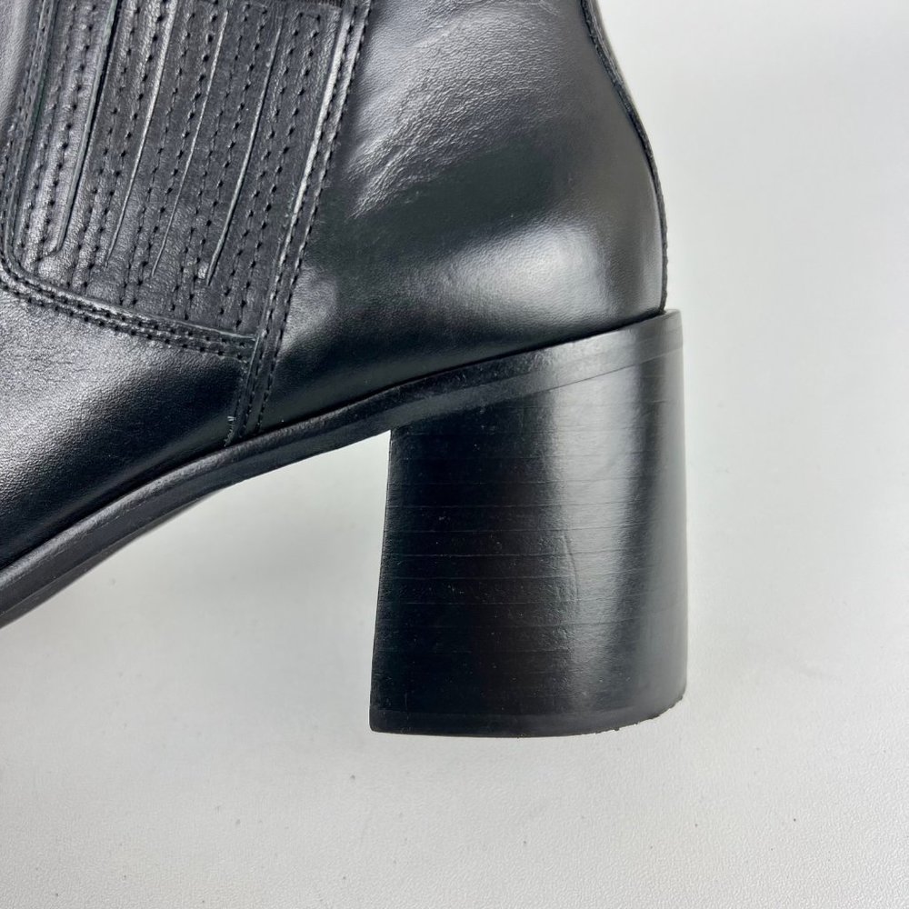 Lucky Brand Womens Debruh Black Leather Heeled Bootie Chunky Ankle Boots size 10 - Picture 12 of 16